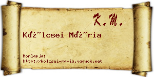 Kölcsei Mária névjegykártya